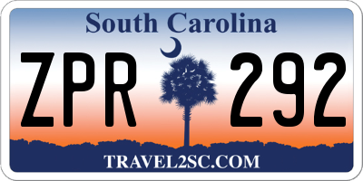SC license plate ZPR292