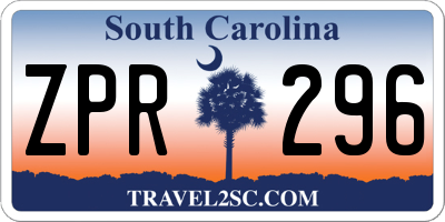 SC license plate ZPR296