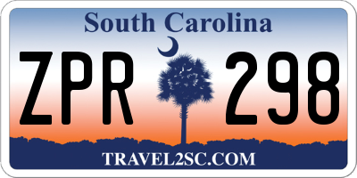 SC license plate ZPR298