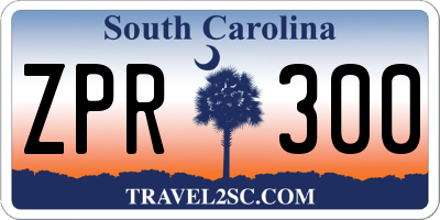 SC license plate ZPR300
