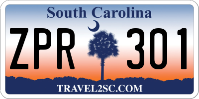 SC license plate ZPR301