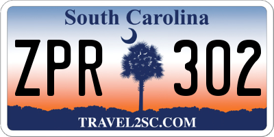 SC license plate ZPR302
