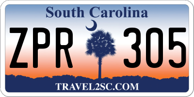SC license plate ZPR305