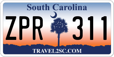 SC license plate ZPR311