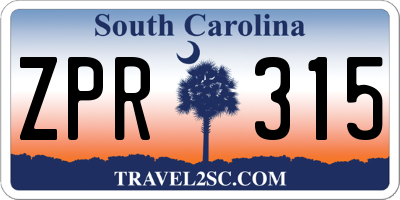 SC license plate ZPR315