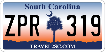SC license plate ZPR319