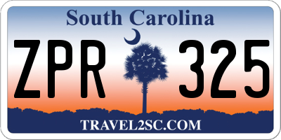 SC license plate ZPR325