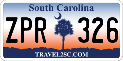 SC license plate ZPR326
