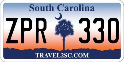 SC license plate ZPR330