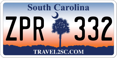 SC license plate ZPR332