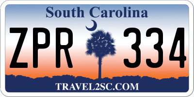 SC license plate ZPR334