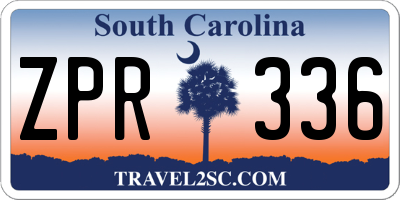 SC license plate ZPR336