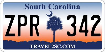 SC license plate ZPR342