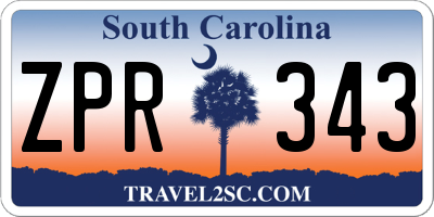 SC license plate ZPR343