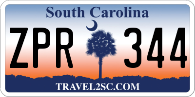 SC license plate ZPR344