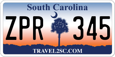 SC license plate ZPR345