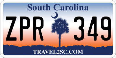 SC license plate ZPR349