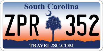 SC license plate ZPR352