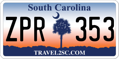 SC license plate ZPR353