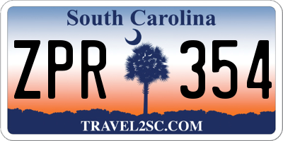 SC license plate ZPR354