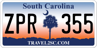 SC license plate ZPR355