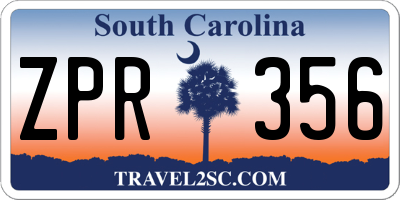 SC license plate ZPR356