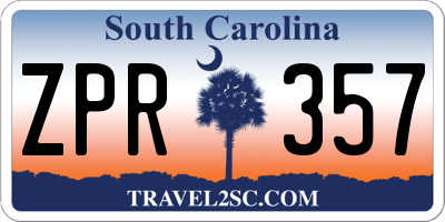 SC license plate ZPR357