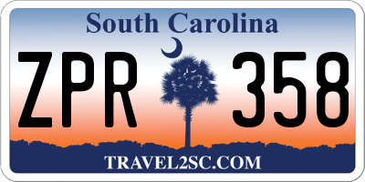 SC license plate ZPR358