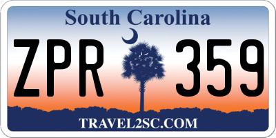 SC license plate ZPR359