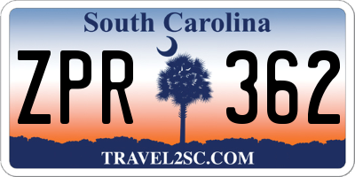 SC license plate ZPR362