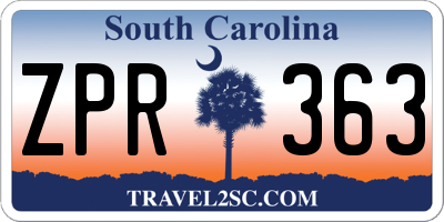 SC license plate ZPR363