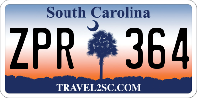 SC license plate ZPR364