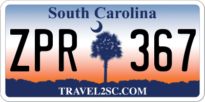 SC license plate ZPR367