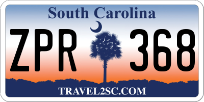 SC license plate ZPR368