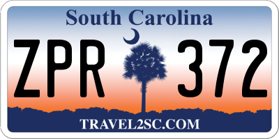 SC license plate ZPR372