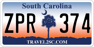 SC license plate ZPR374