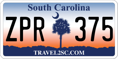SC license plate ZPR375