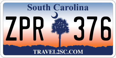 SC license plate ZPR376