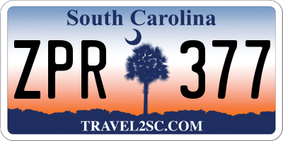 SC license plate ZPR377