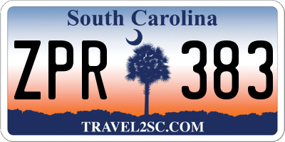 SC license plate ZPR383