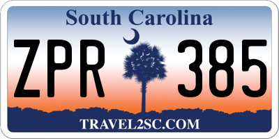 SC license plate ZPR385