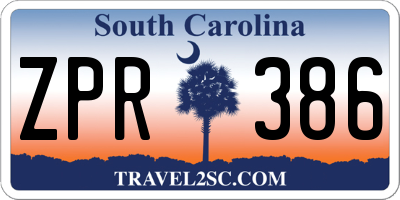 SC license plate ZPR386