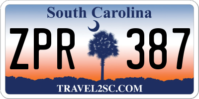 SC license plate ZPR387