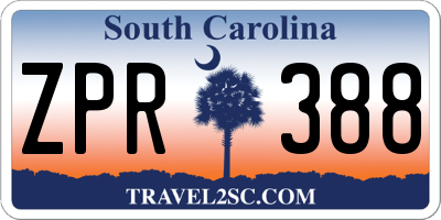 SC license plate ZPR388
