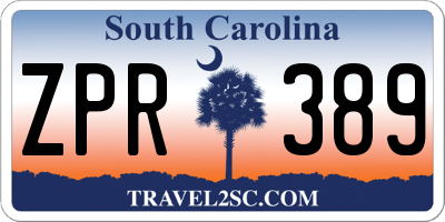 SC license plate ZPR389