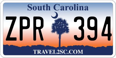 SC license plate ZPR394