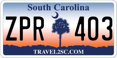 SC license plate ZPR403