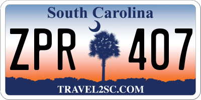 SC license plate ZPR407