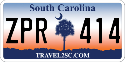 SC license plate ZPR414