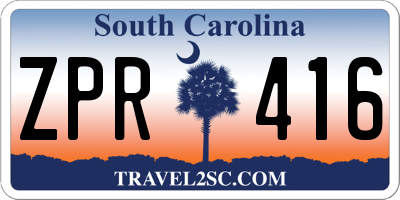 SC license plate ZPR416
